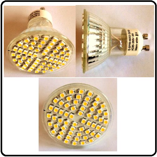 3W 230V/60 SMD LED PÆRE GU10 Fatning, varm/hvid (85-265VAC)